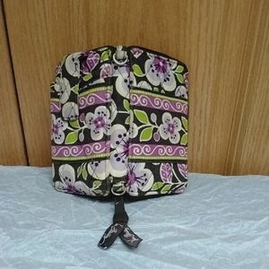 Vera Bradley Floral Quilted Wristlet in Black, Purple & Green